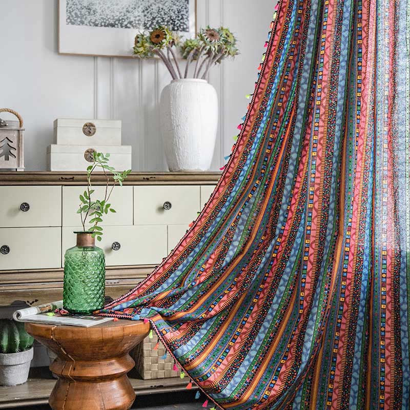 Vibrant Beaded Sheer Window Curtains