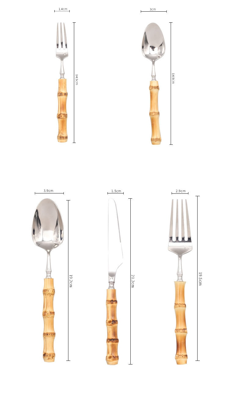 Eco Friendly Bamboo Stainless Steel Dining Utensil Set