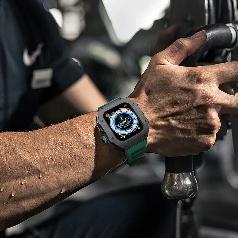 Durable Rubber Strap and Stainless Steel Case for Apple Watch