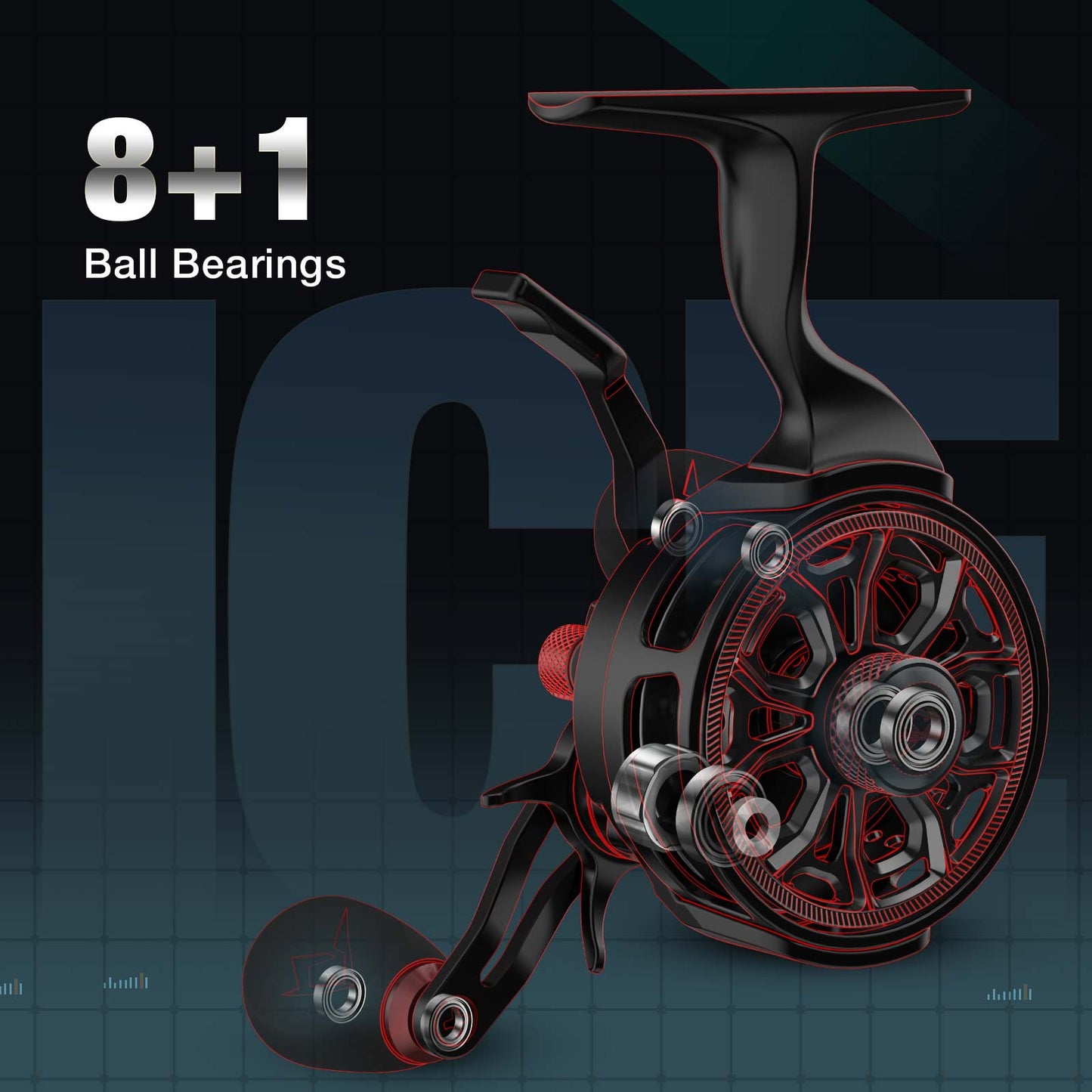 Premium Carbon Inline Ice Fishing Reel with Magnetic System