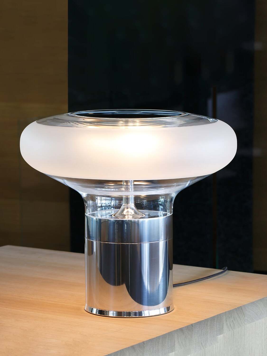 Sleek Chrome Glass Desk Lamp