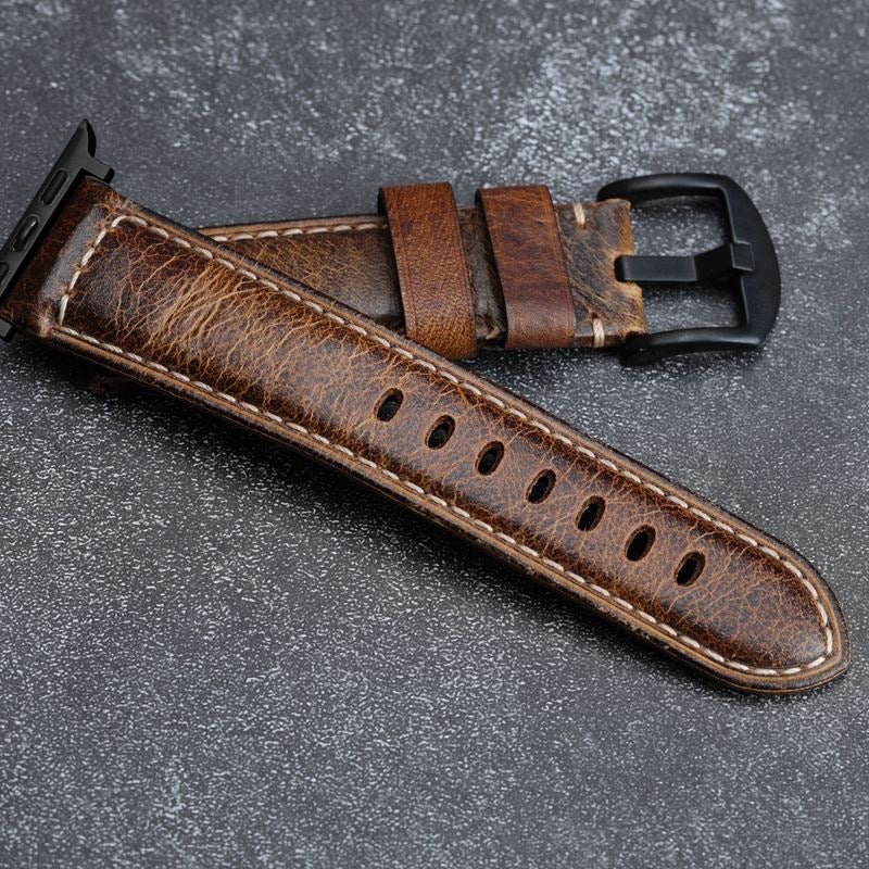 Classic Distressed Leather Watch Strap