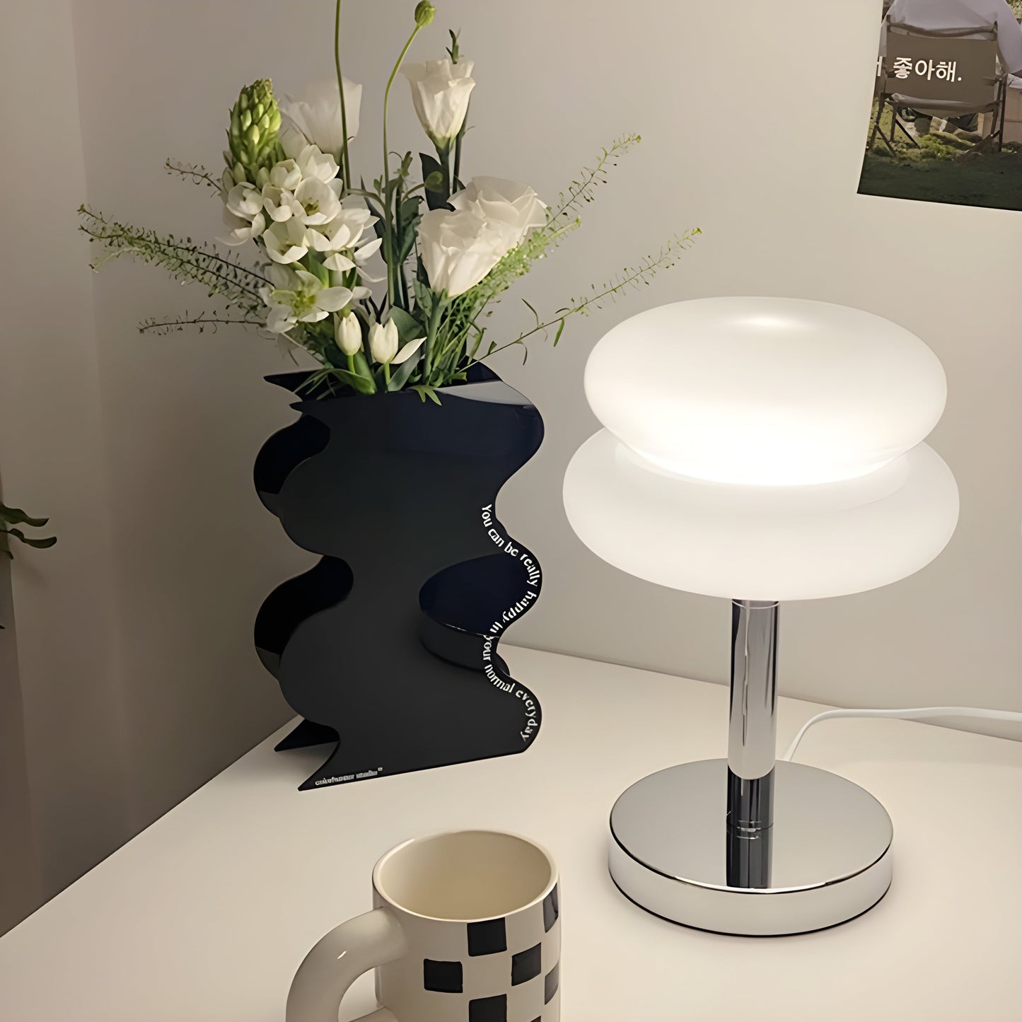 Colorful Glass Desk Lamp with Adjustable Brightness