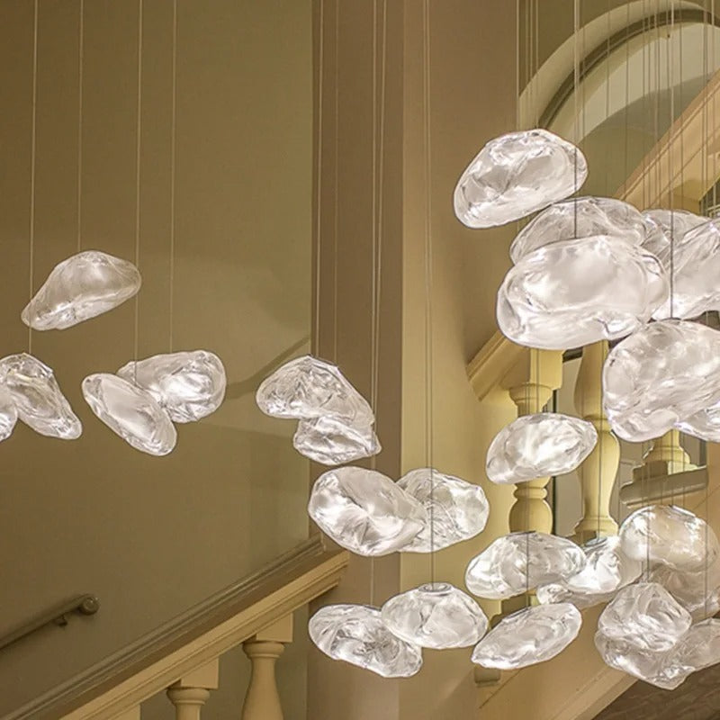 Elegant Glass Drop Chandelier With Metal Frame