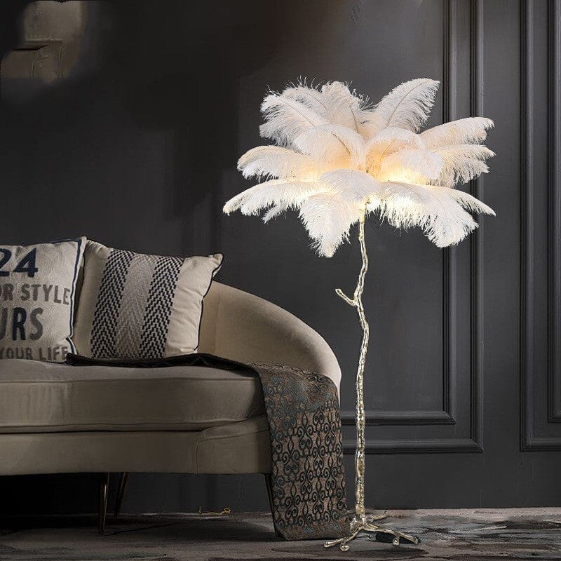 Delicate White Feather Floor Lamp