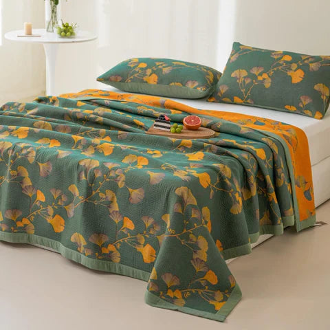 Soft Floral Reversible Throw Coverlet
