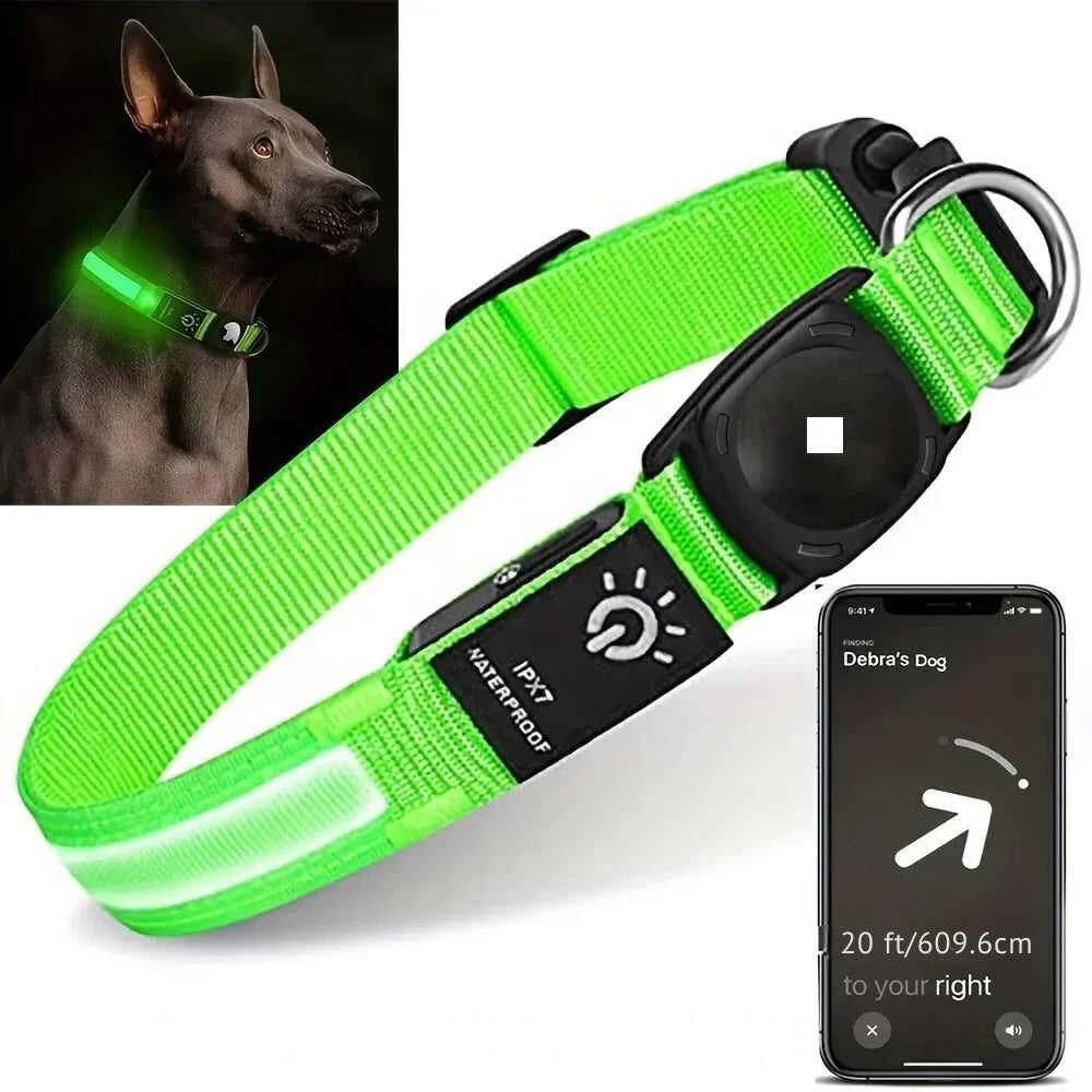 Waterproof LED Pet Dog Collar With Tracker Slot