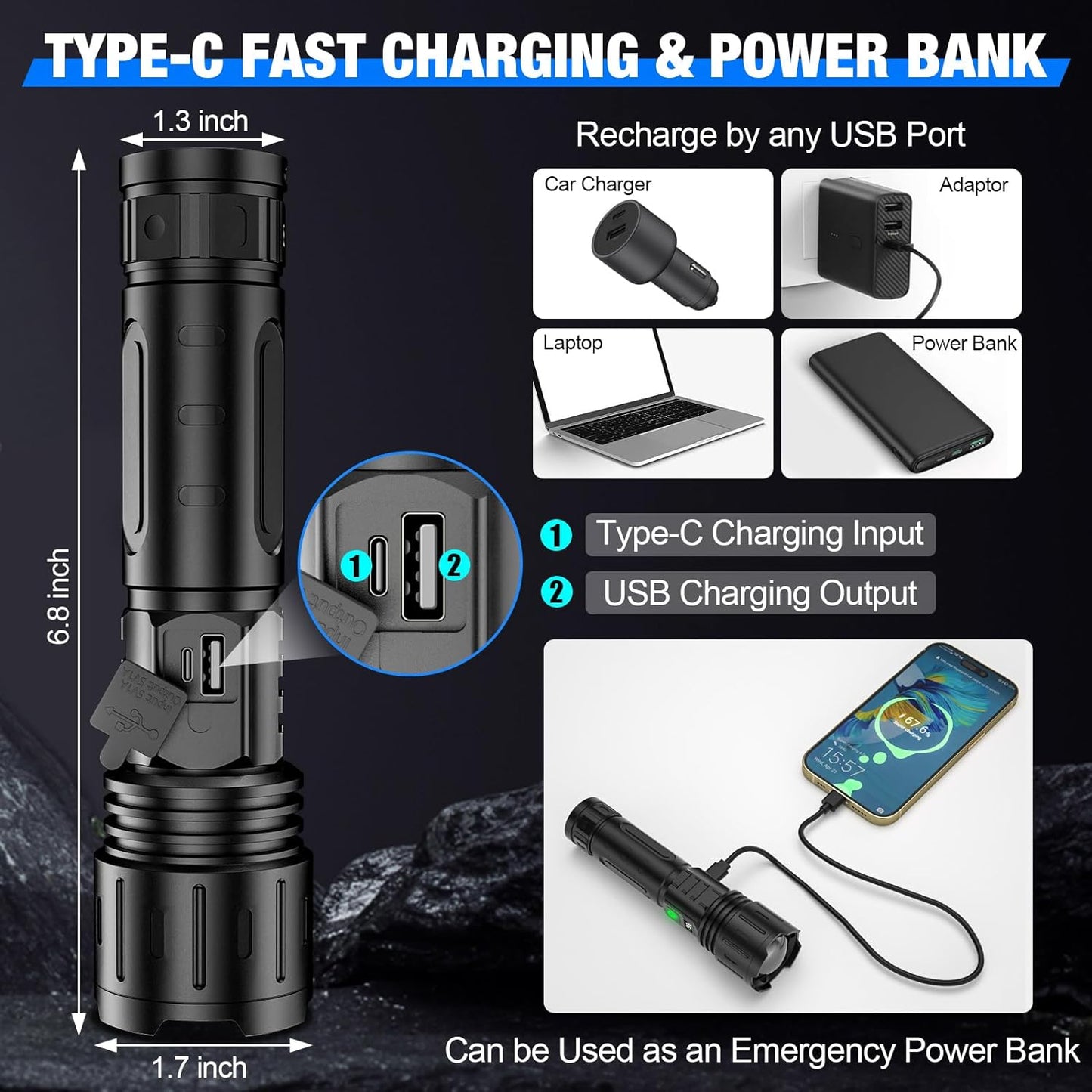 Bright 100000-Lumen Heavy Duty LED Flashlight
