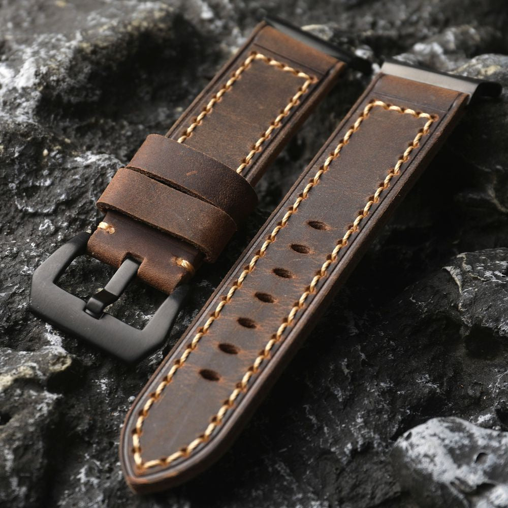 Leather Smartwatch Strap - Brown Genuine Wristband