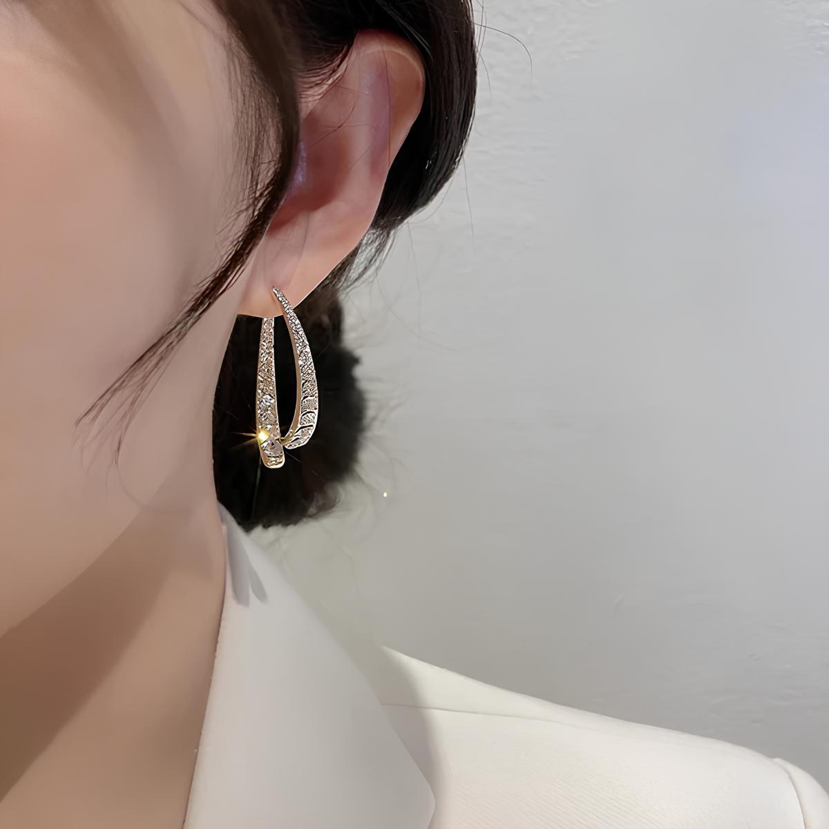 Elegant Arc Cross Drop Earrings