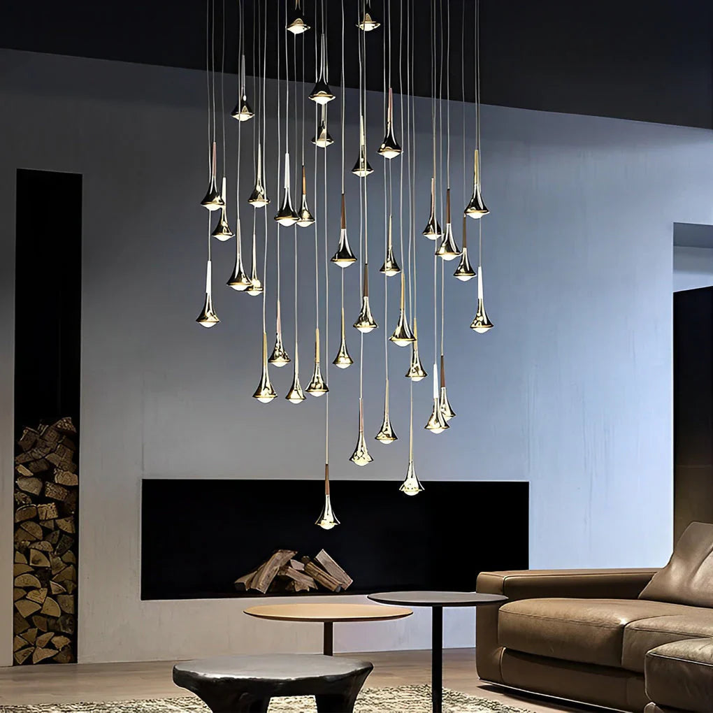 Modern Glass Drop LED Stairway Pendant Light