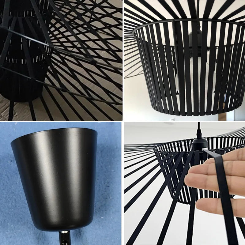 Sleek Black Metal Hanging Ceiling Lamp