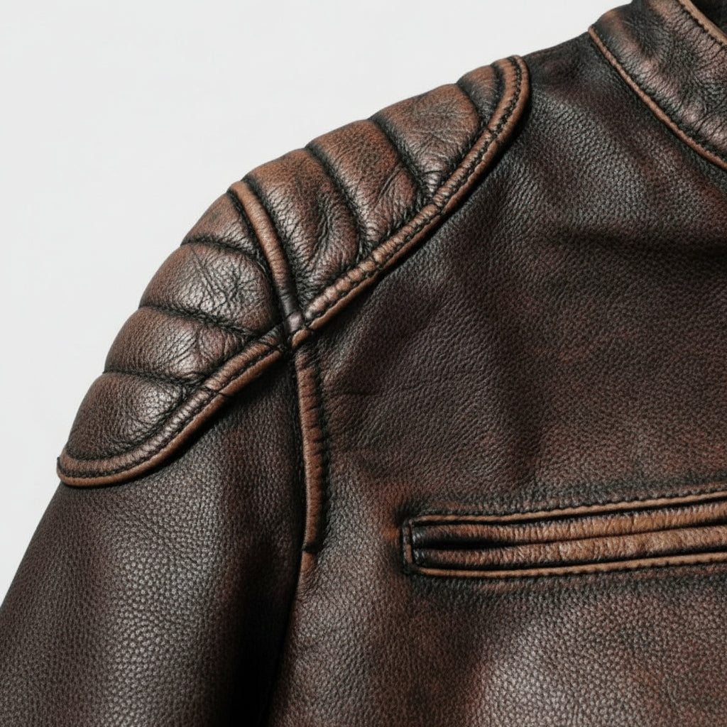 Retro Leather Biker Jacket For Men