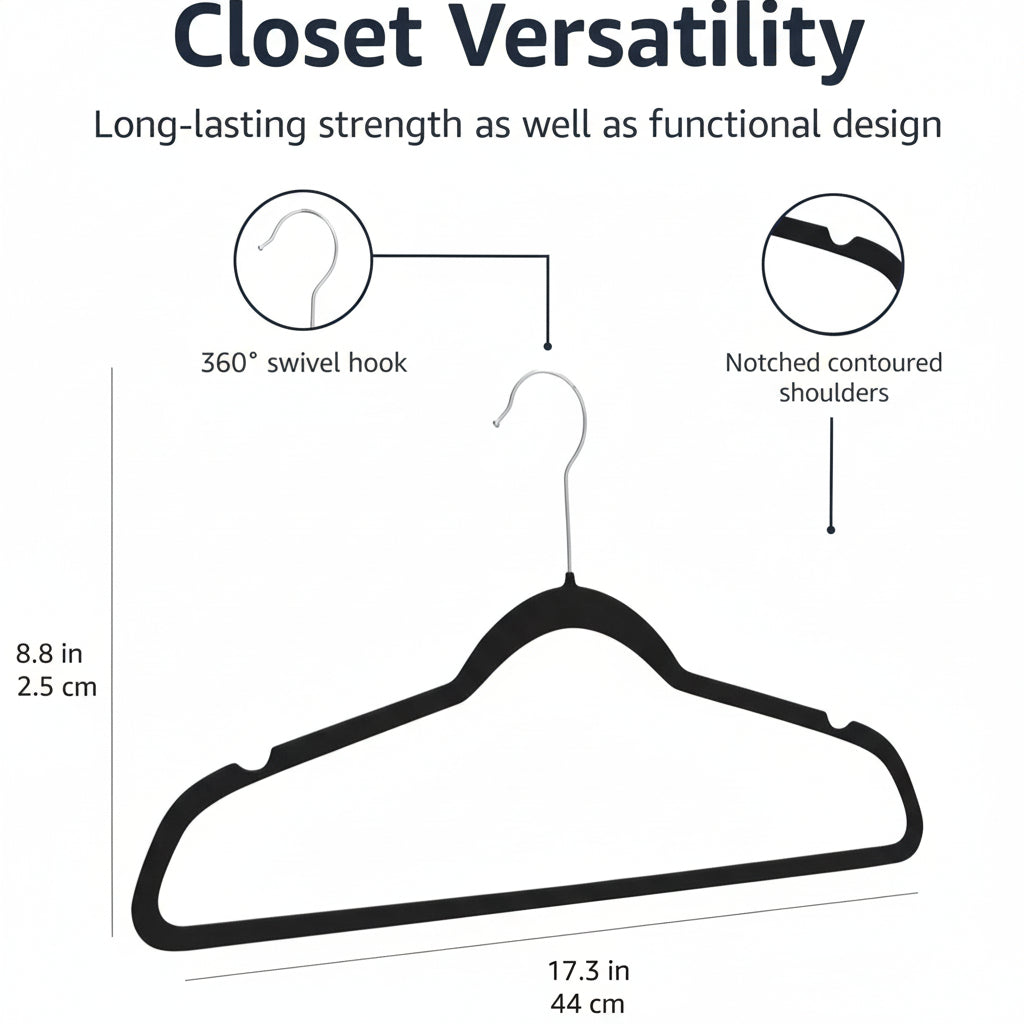 Premium Velvet Hangers Non Slip Closet Organizers Set