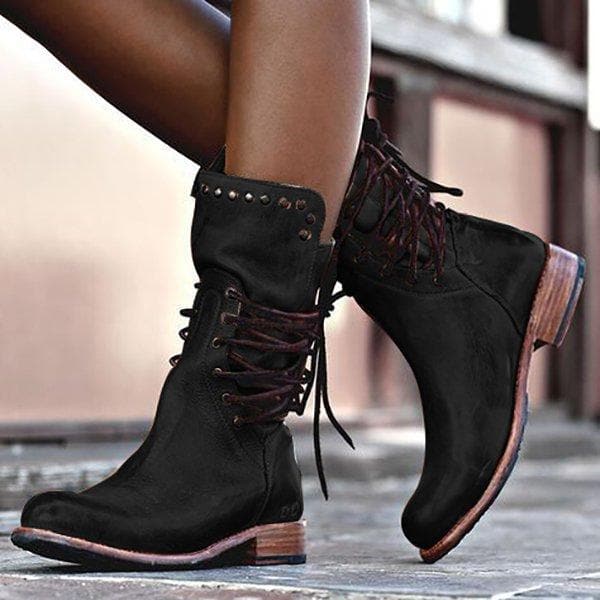 Classic Vintage Calf Boots for Women – Stylish Brown Footwear with Comfortable Fit 2