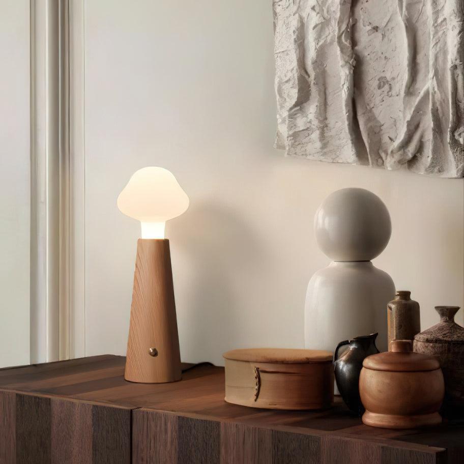 Warm Wooden Nightstand Desk Lamp