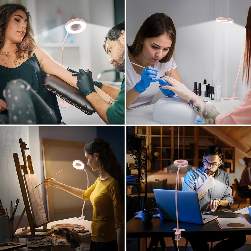 Adjustable Table Lamp with Flexible Arm and LED Light