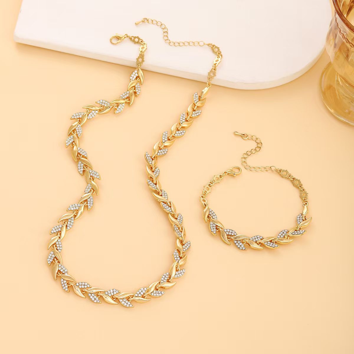 Elegant Jewelry Set | Handmade Fishtail Necklace and Bracelet with Premium Glass Crystals – Timeless Design for Everyday and Special Occasions 10