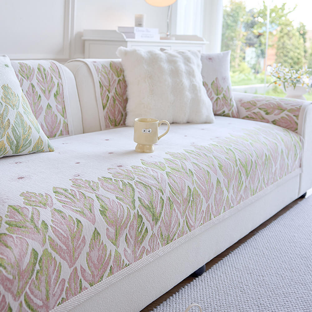 Soft Floral Pattern Sofa Slipcover