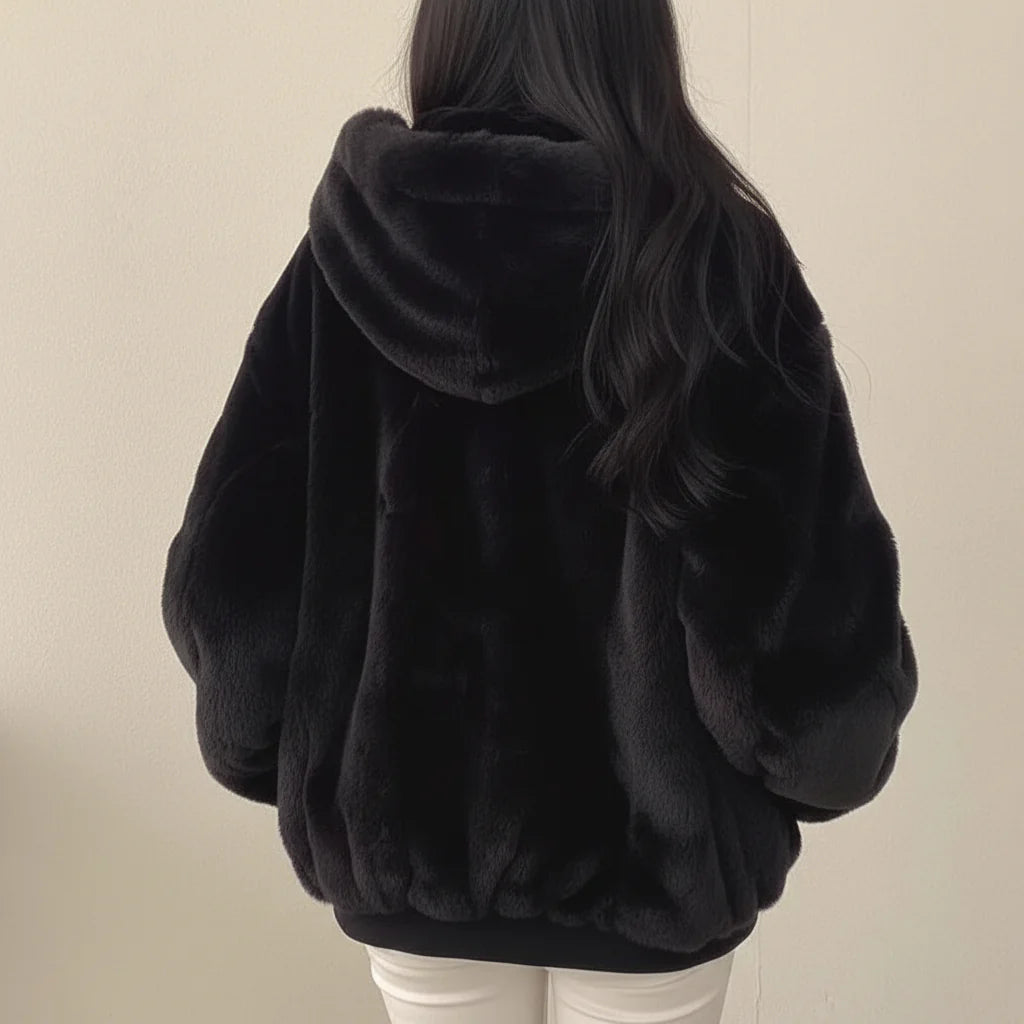 Warm Faux Fur Lined Women's Parka Zip Coat