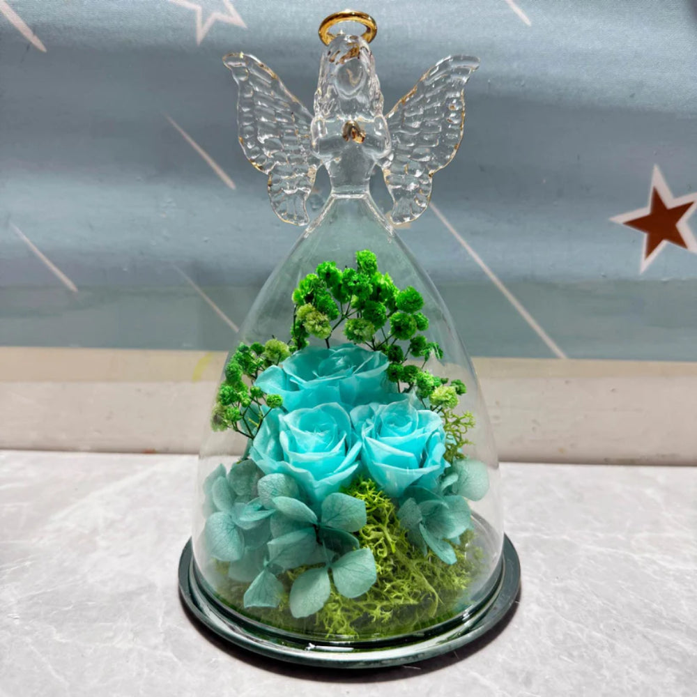 Beautiful Glass Dome LED Rose Decoration Lamp