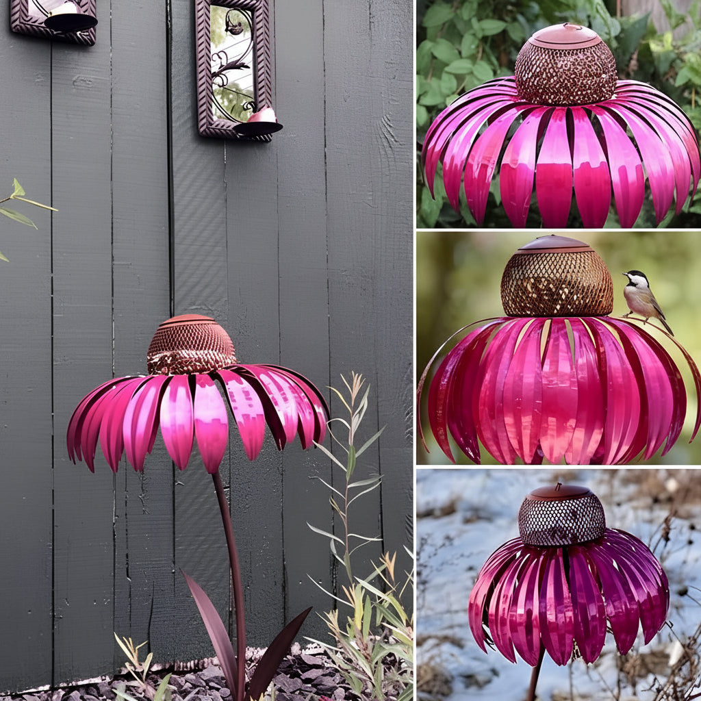 Easy Fill Metal Sunflower Bird Feeder Hanging Outdoor