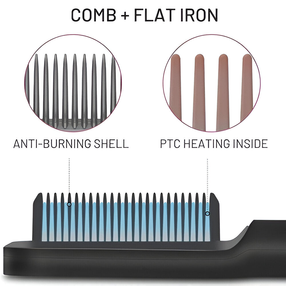 Electric Hair Straightener Heating Brush Styler
