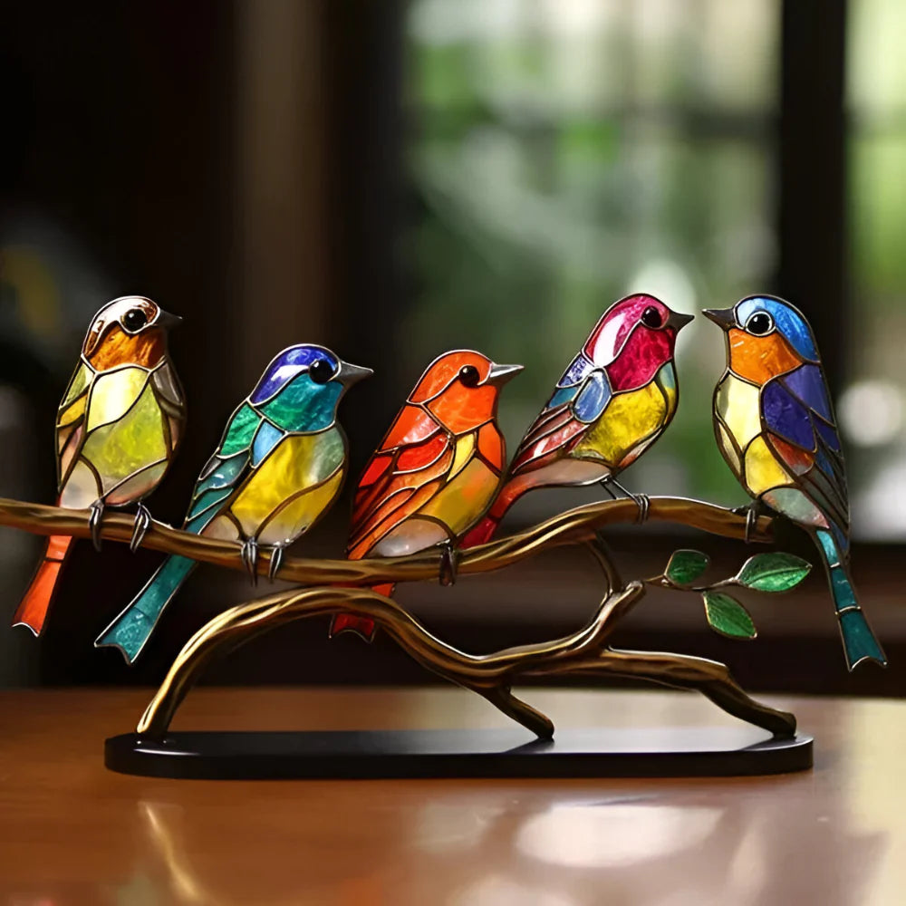Colorful Glass Bird Figurine Table Decoration
