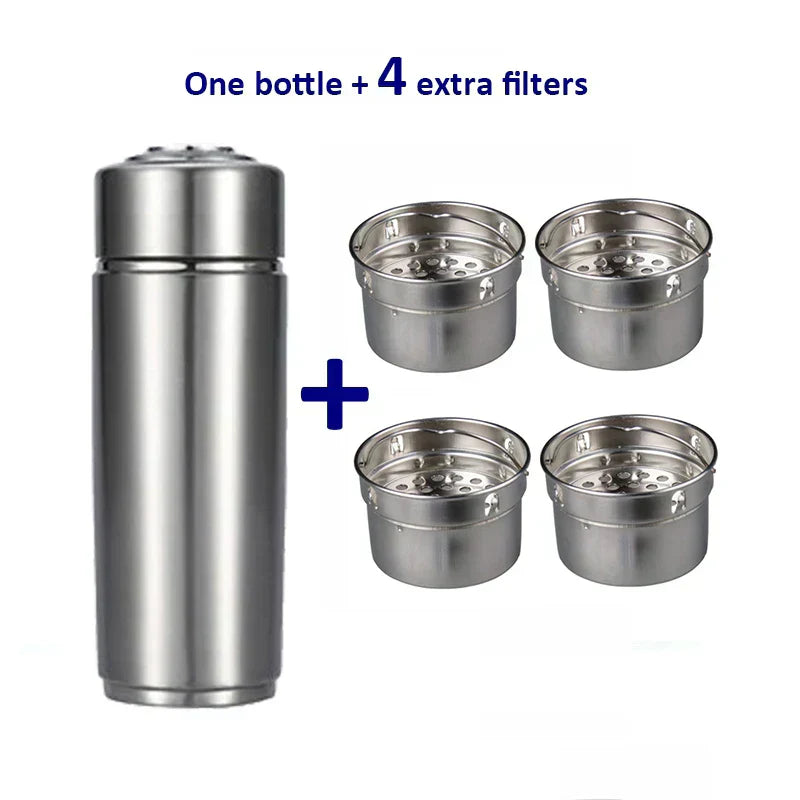 Alkaline Water Bottle with pH Filter Stainless Steel