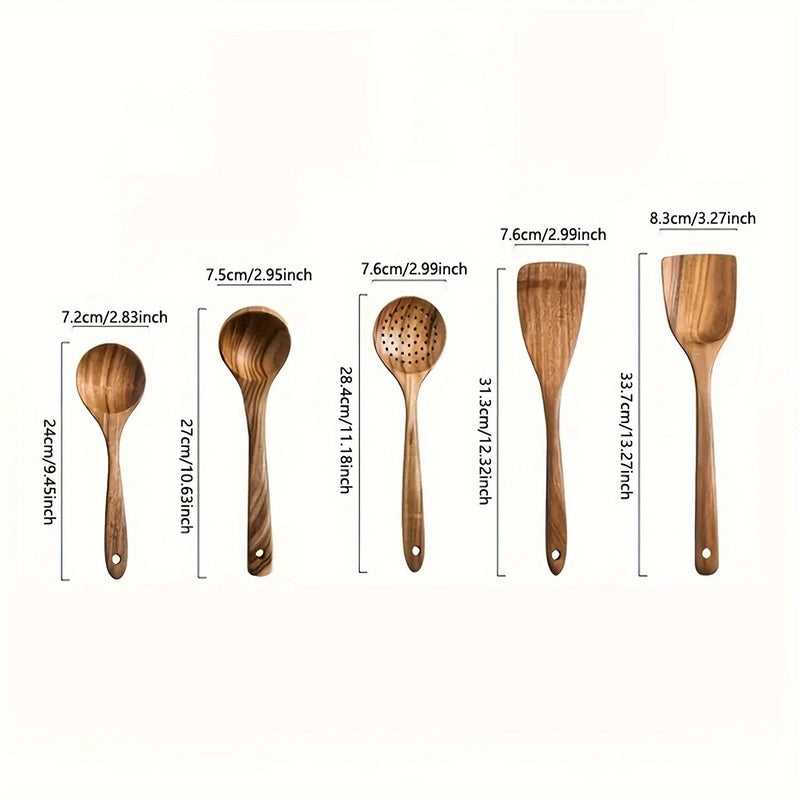 Natural Wood Kitchen Utensil Set