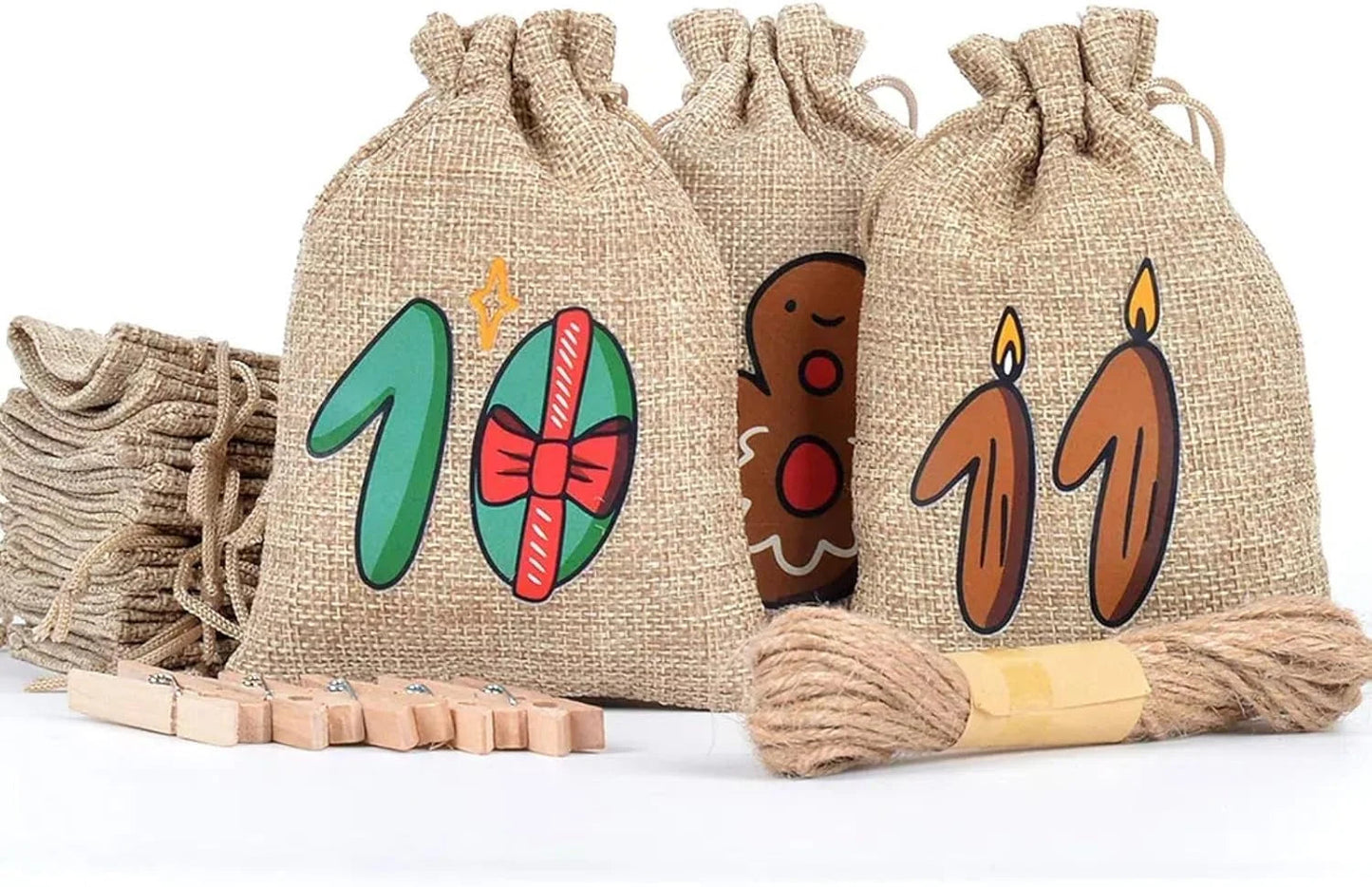 JuteNest | Eco-Friendly Hanging Advent Countdown Calendar with Rustic Design 2