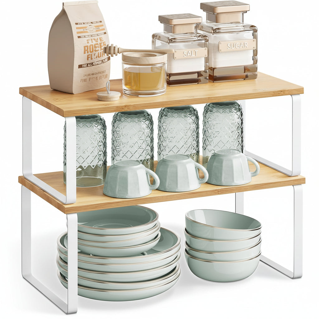 Space Saving Metal Shelf Storage Units for Kitchen Cabinets