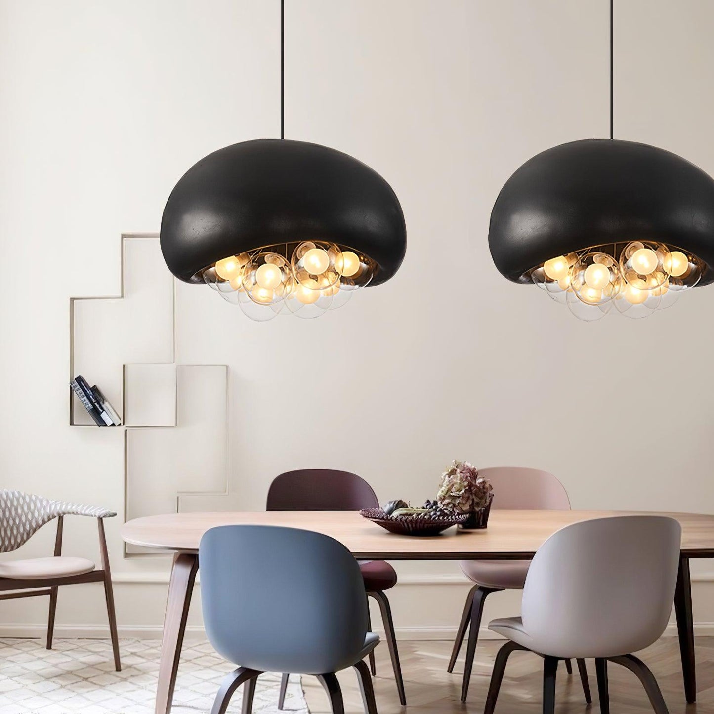 Globe Glass Pendant Light with Bubble Shade