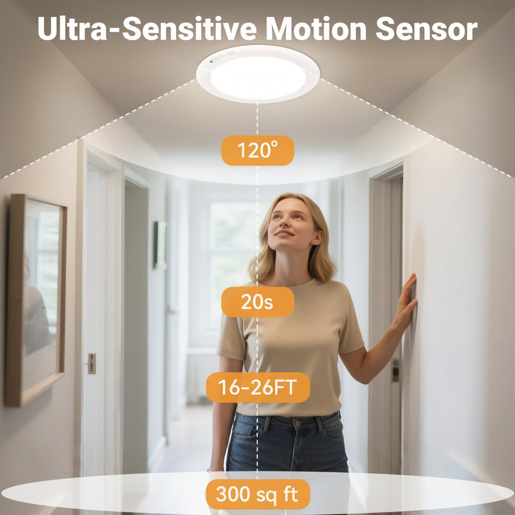 Automatic Motion Sensor LED Ceiling Light Fixture