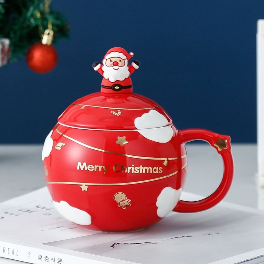 Heat resistant ceramic mug with easy grip handle and vibrant starry pattern