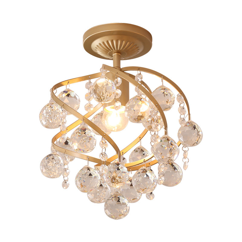 Luminara | Elegant Brass Crystal Semi-Recessed Ceiling Light Fixture 6