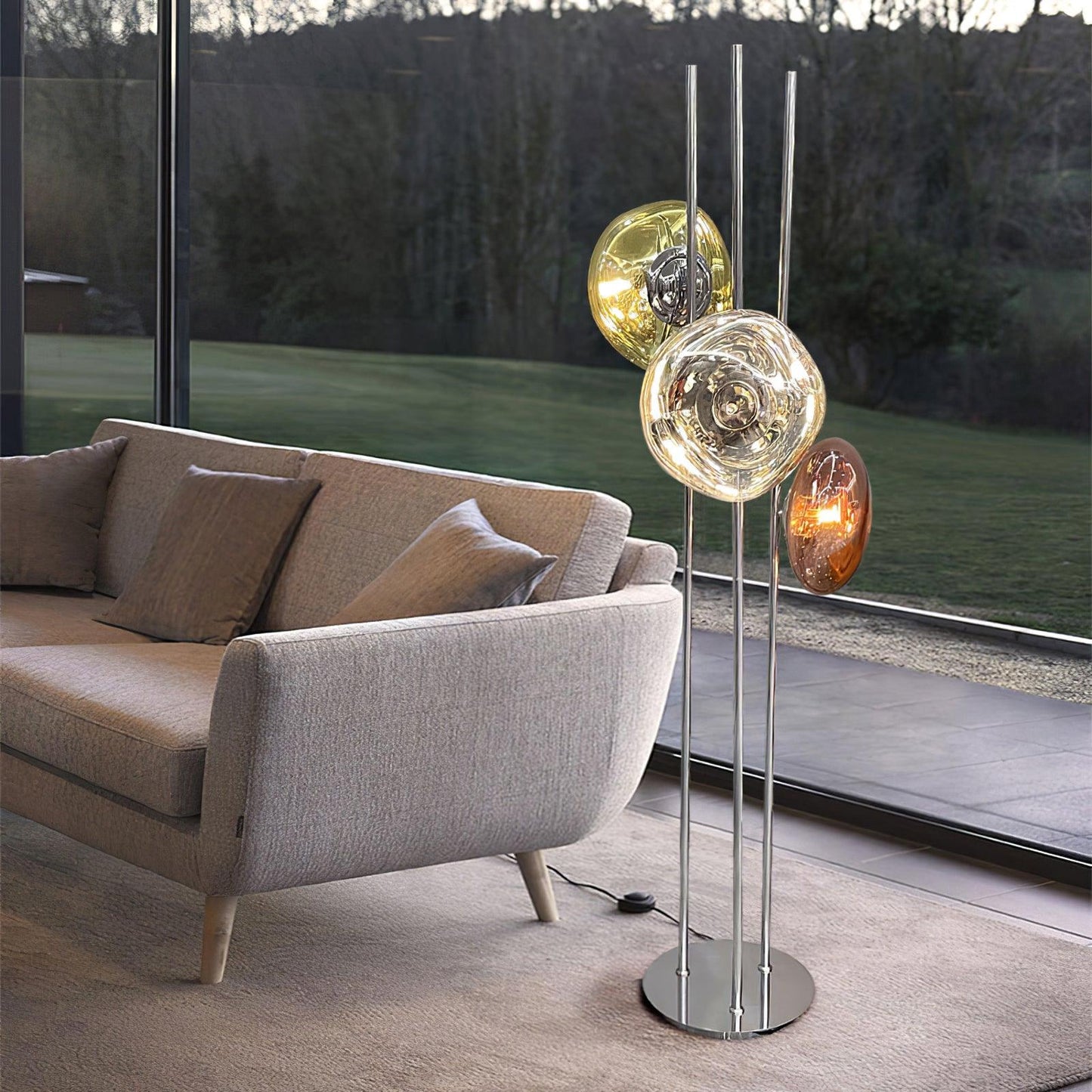 Luminara | Elegant Modern Triple Glass Orb Floor Lamp 7
