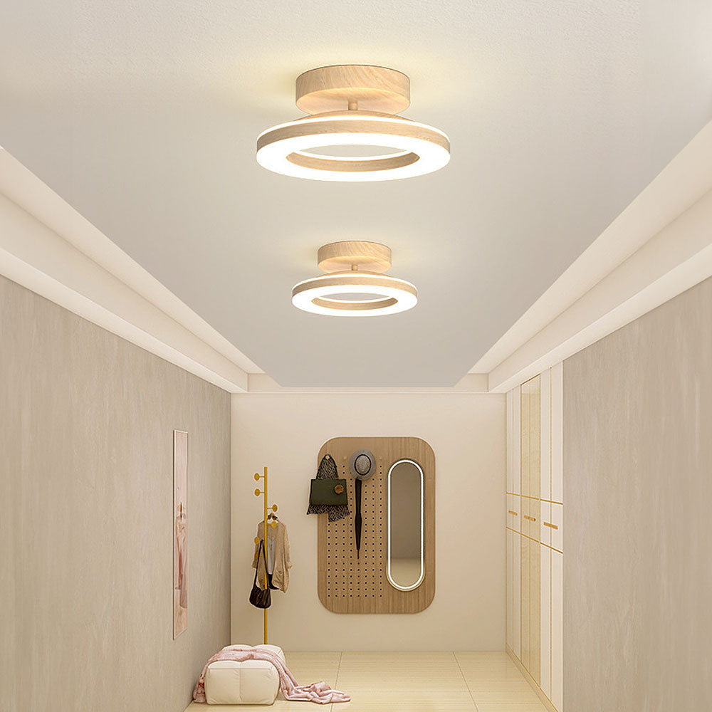 Lunara | Elegant Modern Ring-Shaped Ceiling Lamp in Warm Wood Tone 11