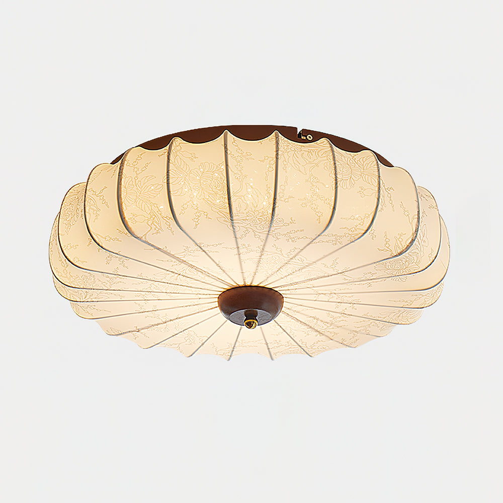 Lunara | Elegant Walnut Wood LED Ceiling Light Fixture with Fabric Shade 10