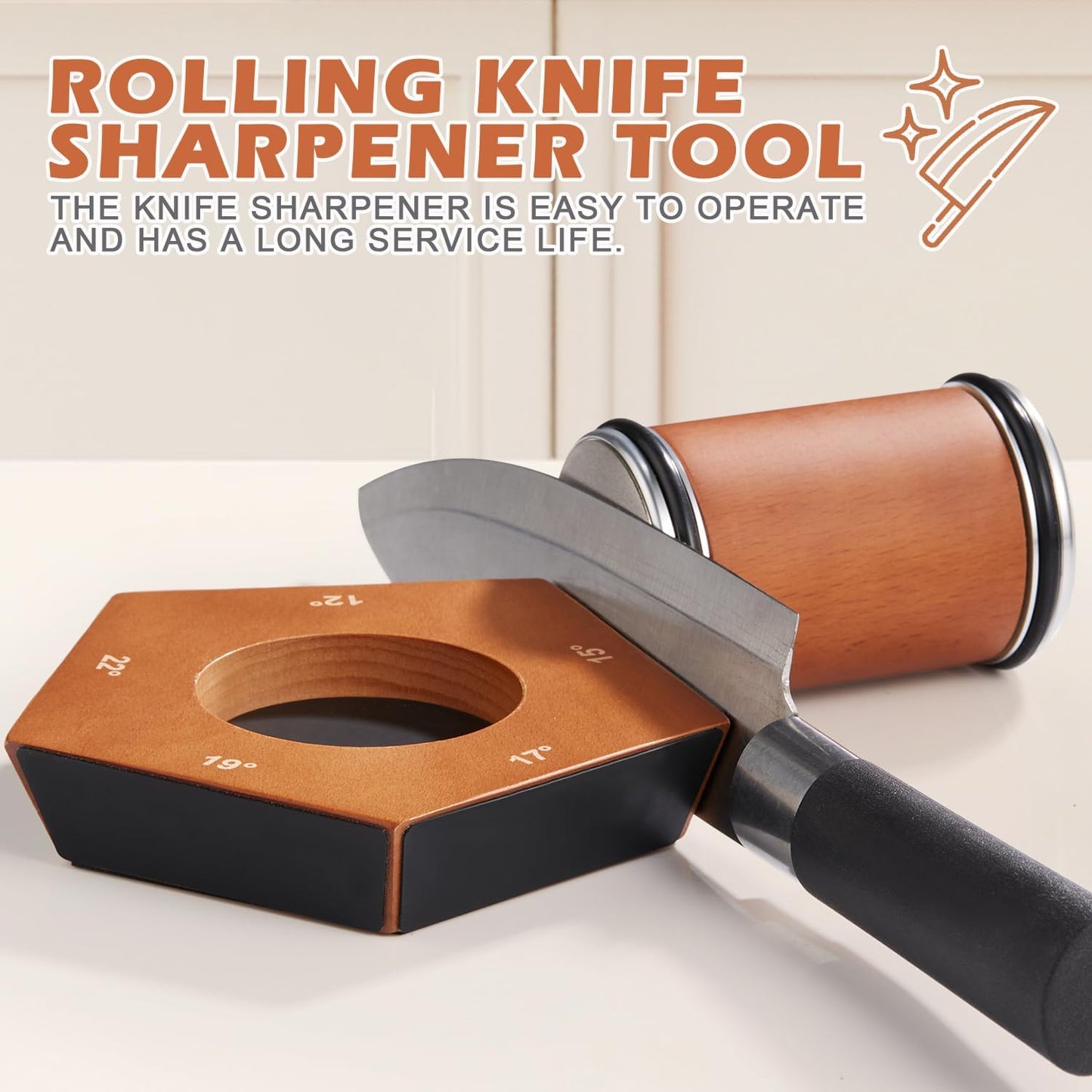 Premium Diamond Knife Sharpener with Wooden Base