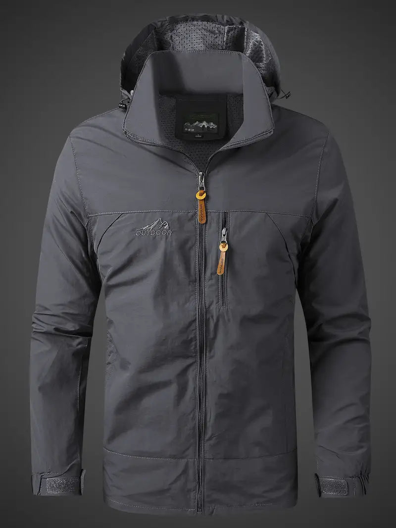 Men's Waterproof Rain Jacket with Hood and Zip Pockets for Outdoors 7
