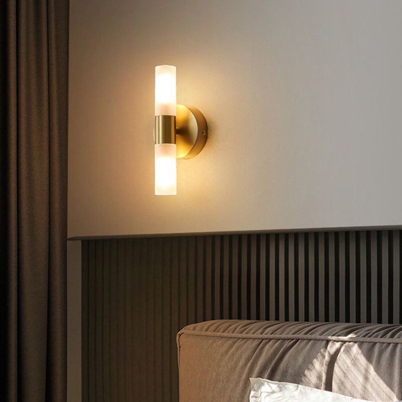 Luxury Gold LED Wall Light With Soft Glass Shade