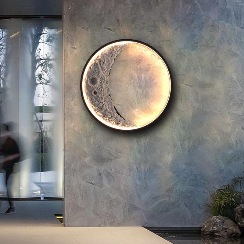 Silver Outdoor Moon LED Wall Lamp