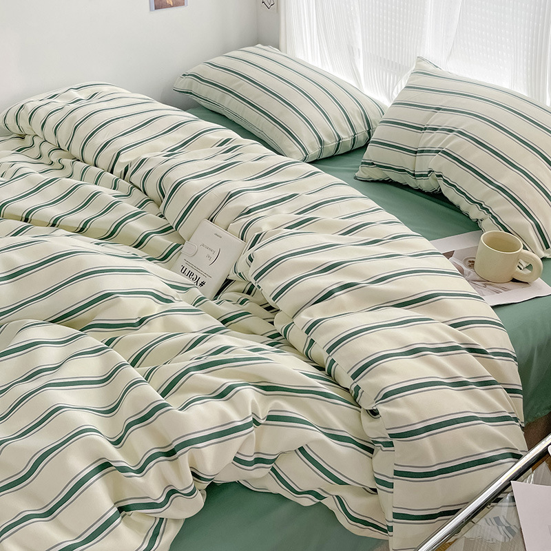 Soft Green and White Bedding Set for Minimalist Room