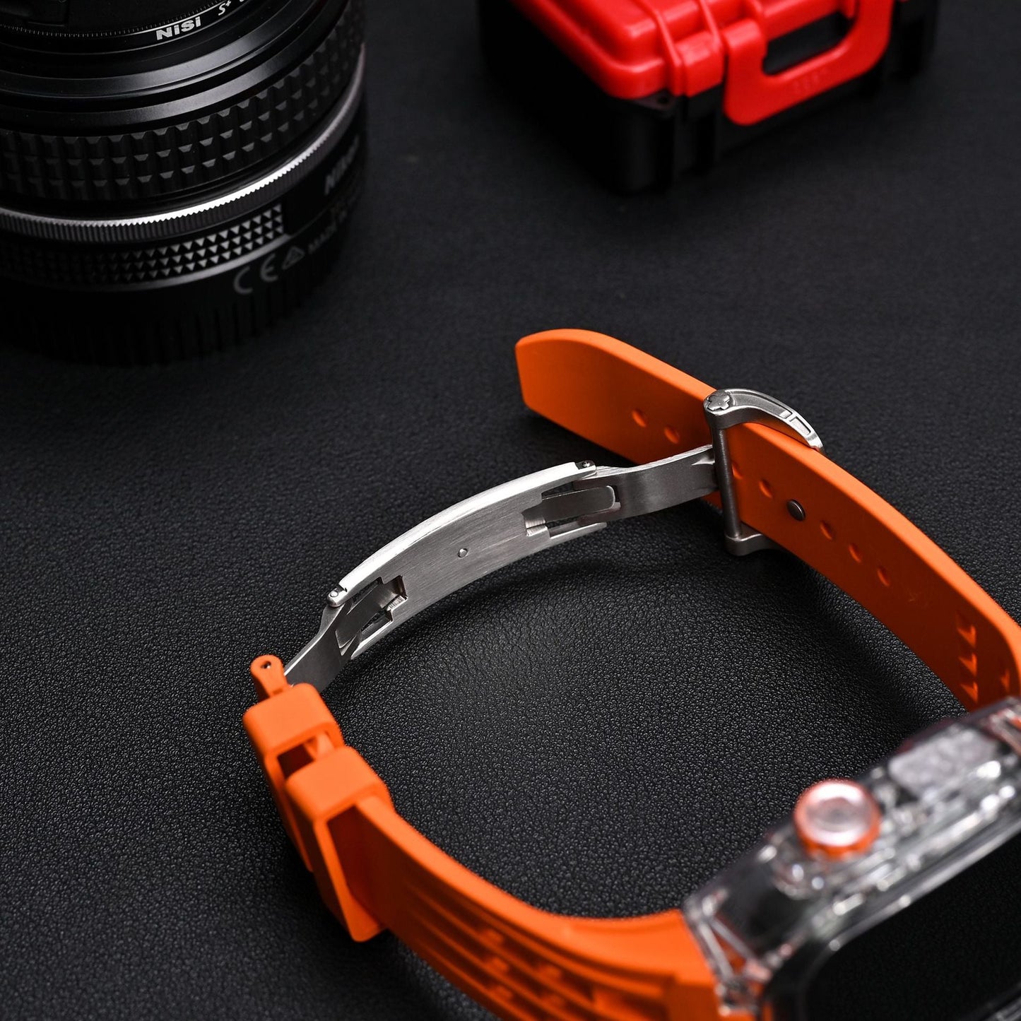 Premium Fluoro Band & Black Case Kit For Apple Watch