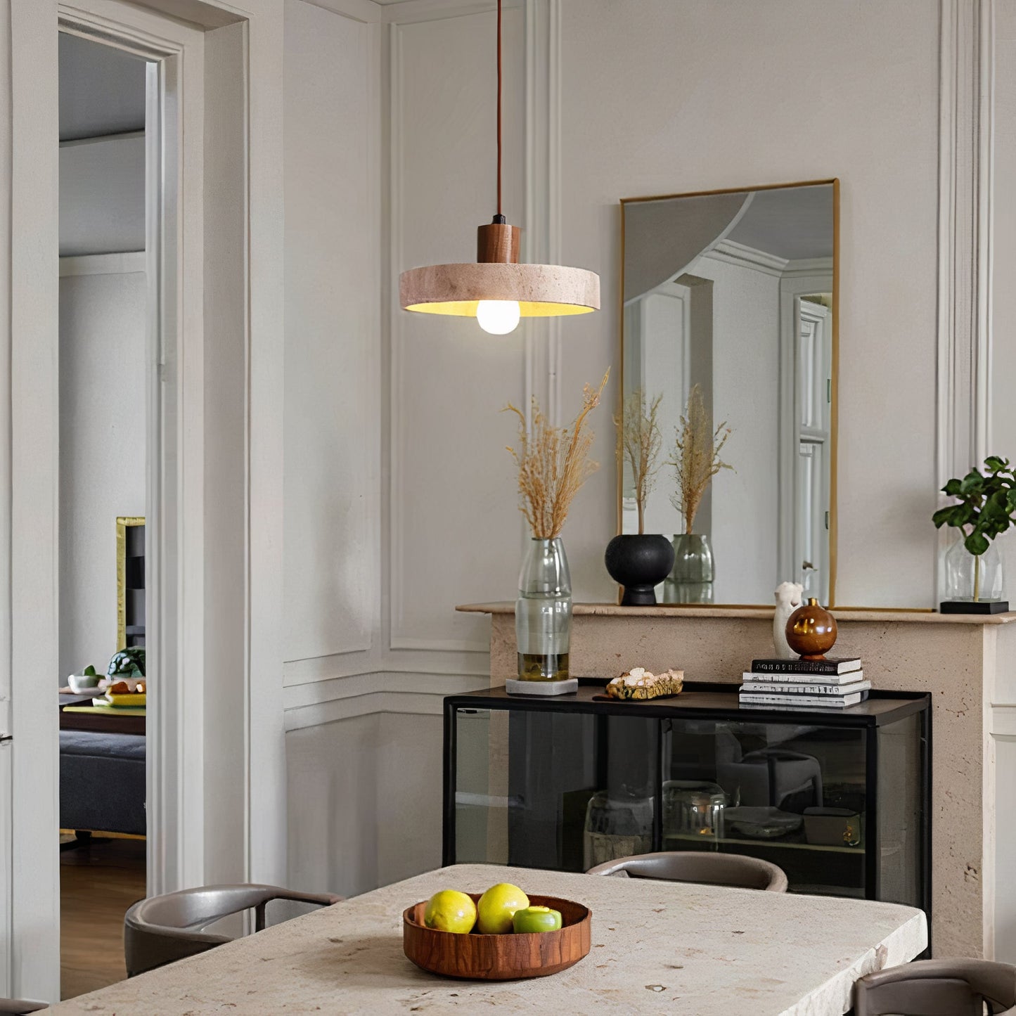 Natural Stone Pendant Light Adjustable Style