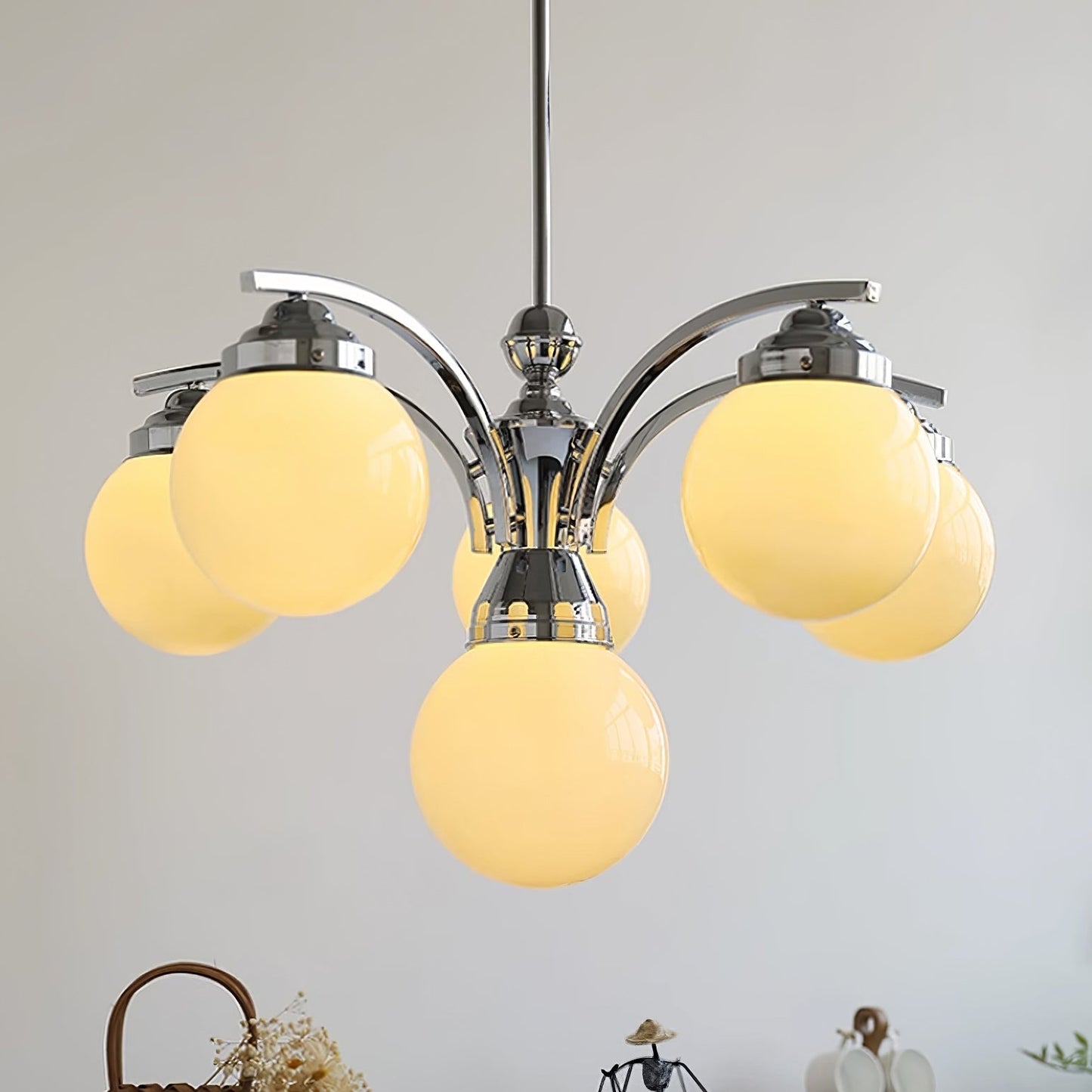 Round Rosy White Crystal Chandelier Soft Glow