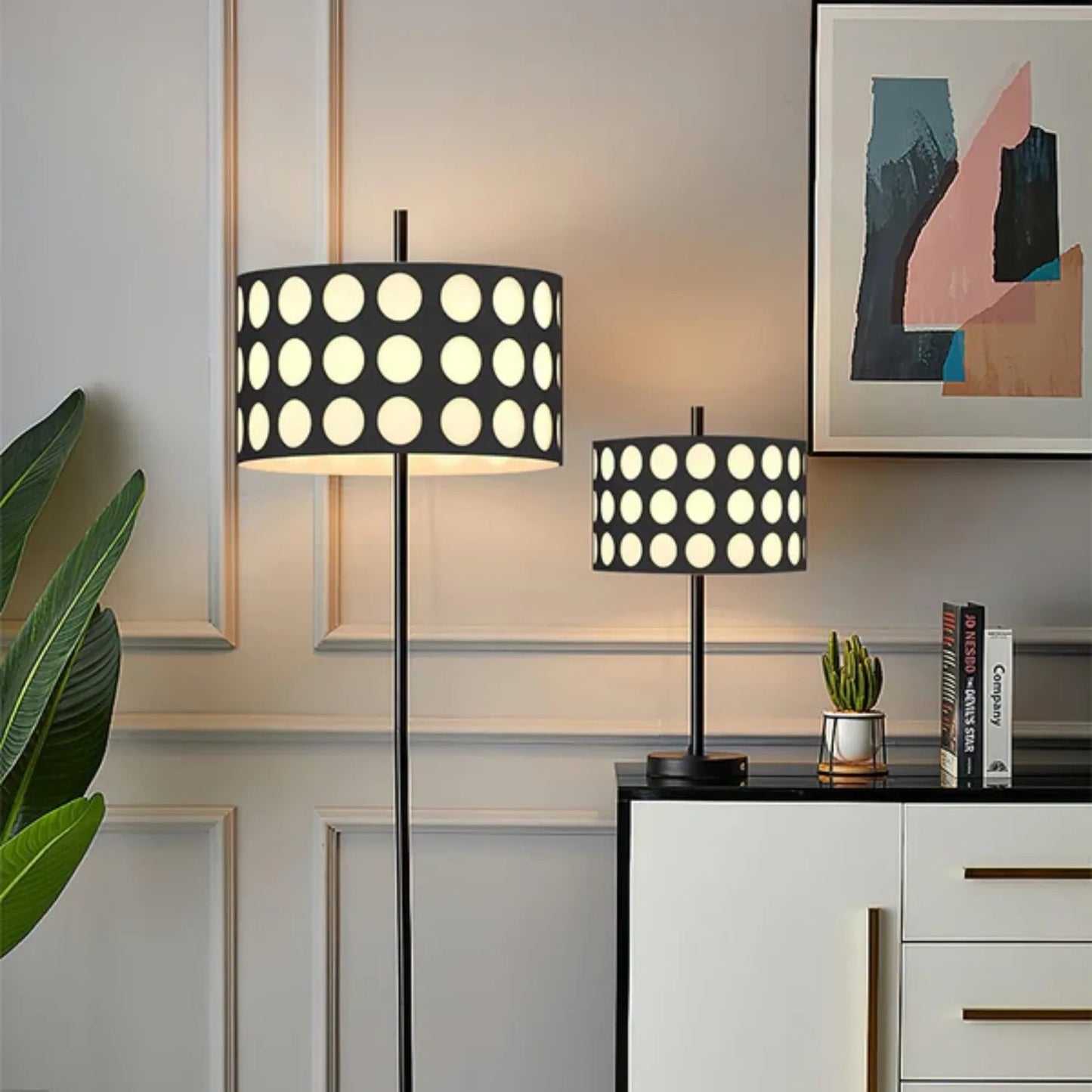PolkaGlow | Stylish Modern Fabric Arc Floor Lamp with Shade 9