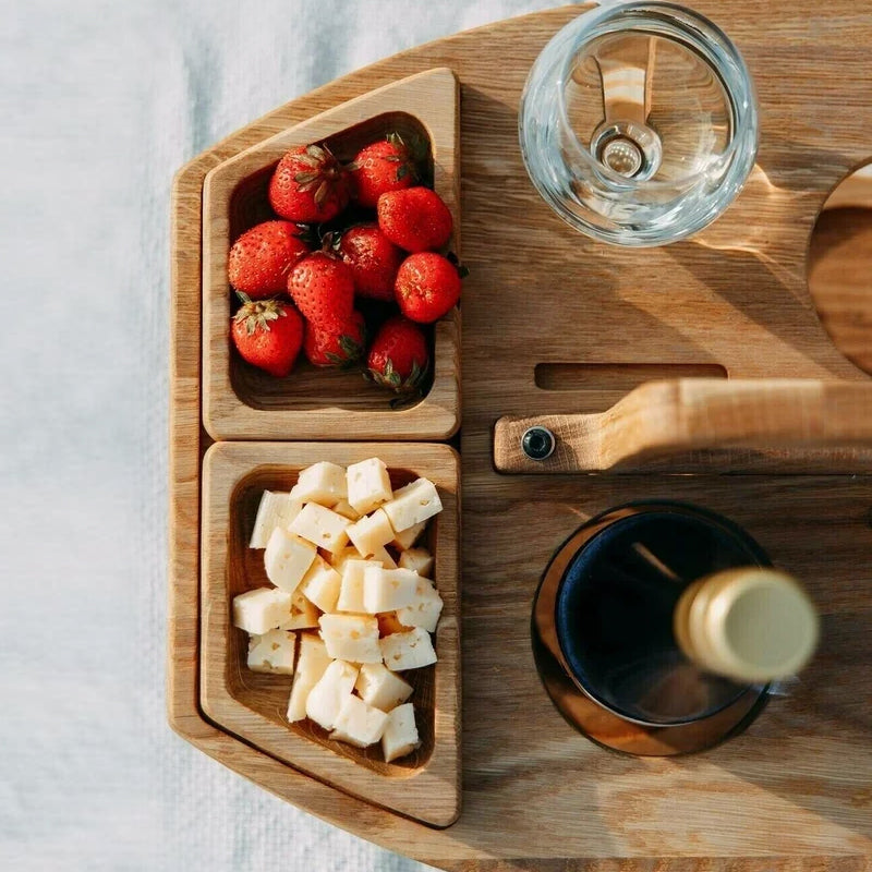 Collapsible Wooden Outdoor Wine Picnic Table