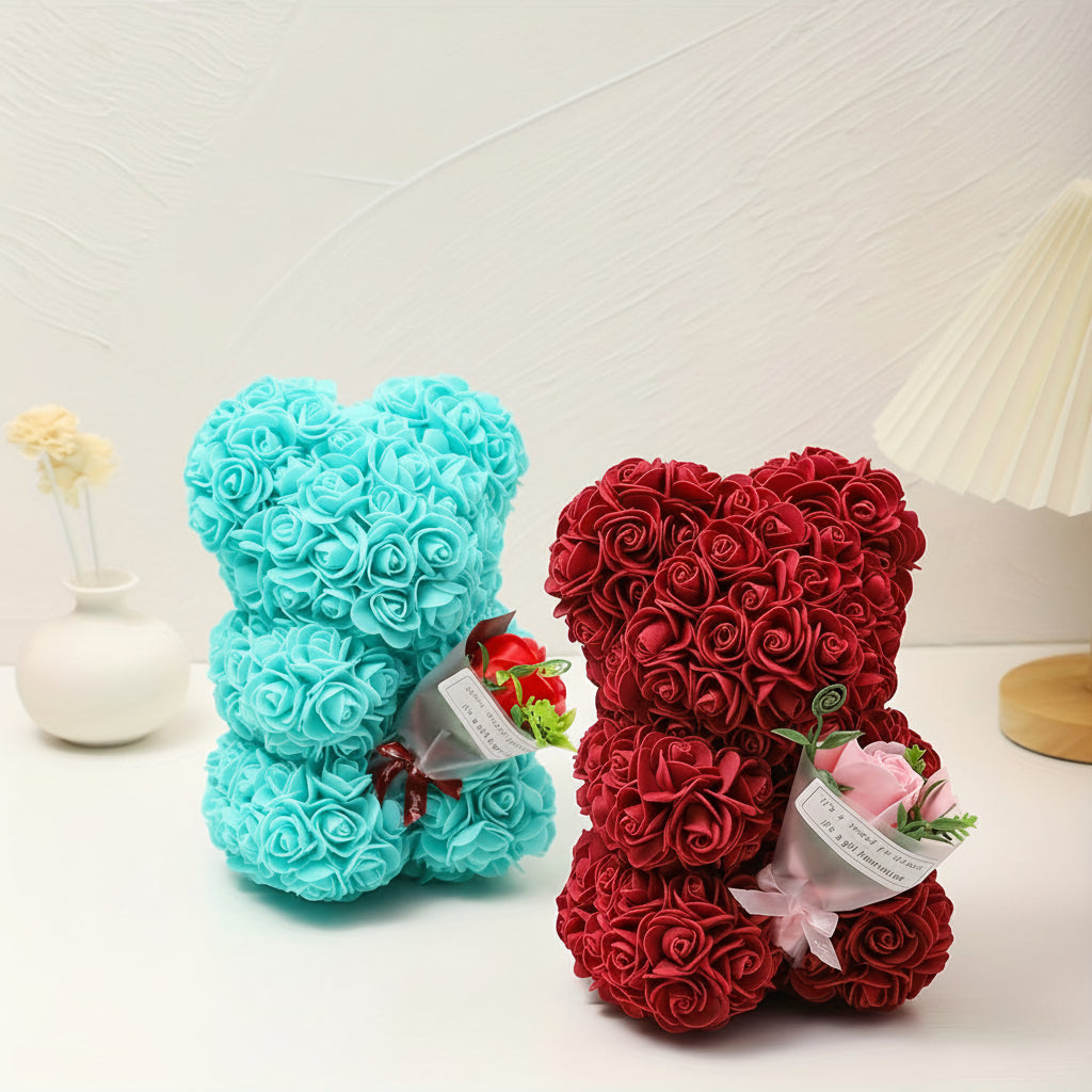 Romantic Artificial Rose Bear Centerpiece Gift